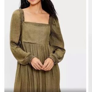 Loft Green Print Babydoll Dress